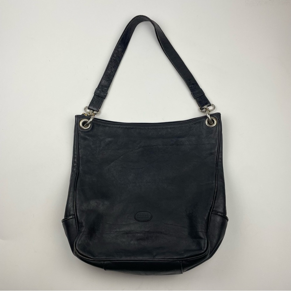 Vintage Bally Black Leather Authentic Shoulder Handbag Purse Made in Italy